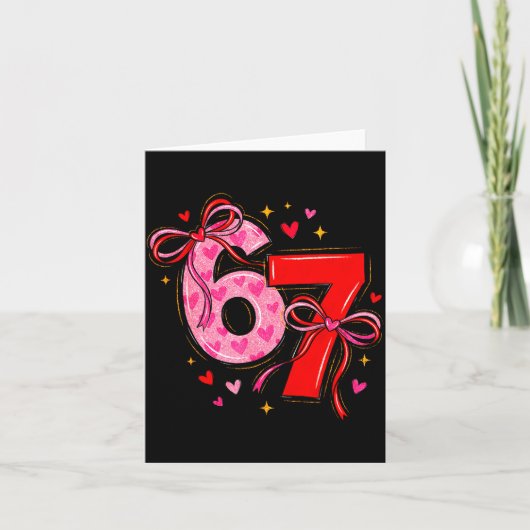 Valentine 67 Six Seven Heart Coquette Bow Valentin Karte (Vorderseite)