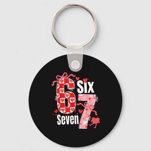 Valentine 67 Six Seven Heart Coquette Bow Valentin Schlüsselanhänger (Vorderseite)