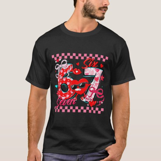 Valentine 67 Six Seven Meme Dabbing Hearts Matchin T-Shirt (Vorderseite)
