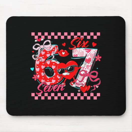 Valentine 67 Six Seven Meme Dabbing Herzen Matchin Mousepad (Vorne)
