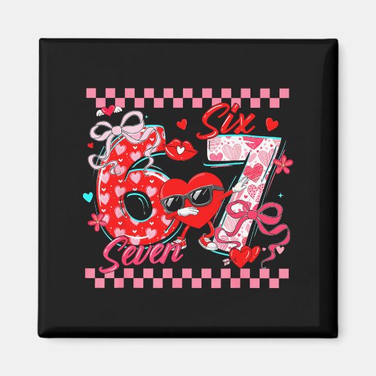 Valentine 67 Six Seven Meme Dabbing Herzen passend Magnet (Vorne)