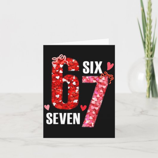 Valentine 67 Six Seven Rose Hearts Bow Valentine’s Karte (Vorderseite)