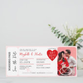 Valentine Airplane Boarding Pass Save The Date Einladung (Stehend Vorderseite)