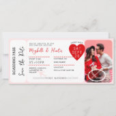 Valentine Airplane Boarding Pass Save The Date Einladung (Vorderseite)