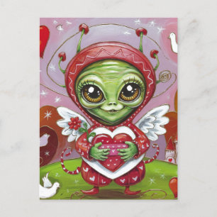 Valentine Alien Postkarte