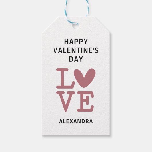 Valentine alte Rose & weiße Liebe Sondergeschenk Geschenkanhänger (Vorderseite)