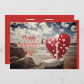 Valentine am Strand Feiertagskarte (Vorne/Hinten)