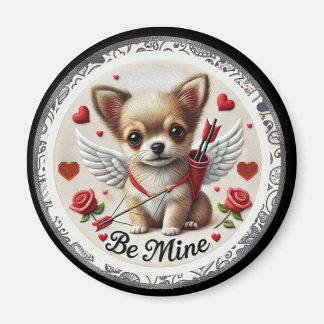Valentine Angel Chihuahua Round Magnet - Be Mine