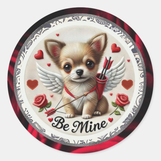 Valentine Angel Chihuahua Stickers - Seid mein (Vorderseite)
