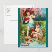 Valentine Angels Feiertagspostkarte (Vorne/Hinten)