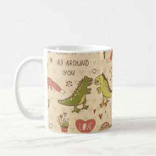 Valentine Animal Hand Gezeichnet Print Kaffeetasse