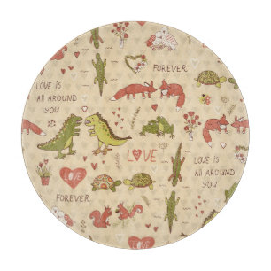 Valentine Animal Hand Gezeichnet Print Schneidebrett
