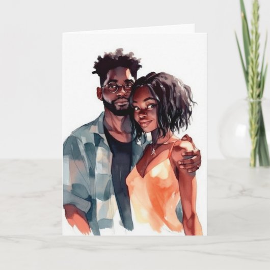 Valentine Anniversary Black Couple Card Karte (Vorderseite)