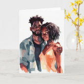 Valentine Anniversary Black Couple Card Karte (Gelbe Blume)