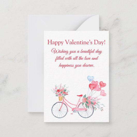 Valentine Aquarell Vintages Fahrradchic Mitteilungskarte (Vorderseite)