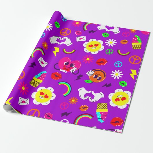 Valentine aus den 1960er Jahren - ein Zeichen für Geschenkpapier (Ungerollt)