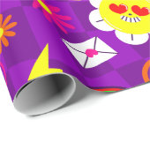 Valentine aus den 1960er Jahren lila Friedenszeich Geschenkpapier (Rolleneckpunkt)