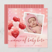 Valentine Baby Hearts Balloons Februar Birth News Ankündigung (Vorne/Hinten)