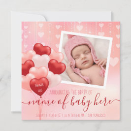 Valentine Baby Hearts Balloons Februar Birth News Ankündigung