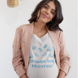Valentine Baby Pregnancy Blue Hearts T-Shirt