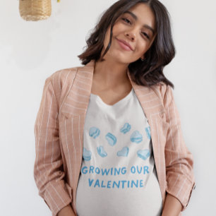 Valentine Baby Pregnancy Blue Hearts T-Shirt