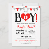 Valentine Baby Shower Einladung Es ist ein Junge (Vorderseite)