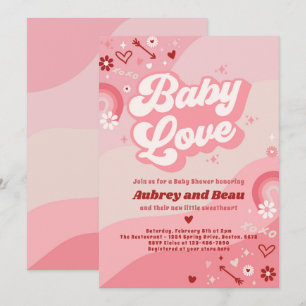 Valentine Baby Shower Groovy Baby Liebe Babydusche Einladung