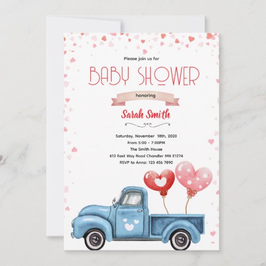 Valentine Baby Shower Invitation Einladung (Vorderseite)