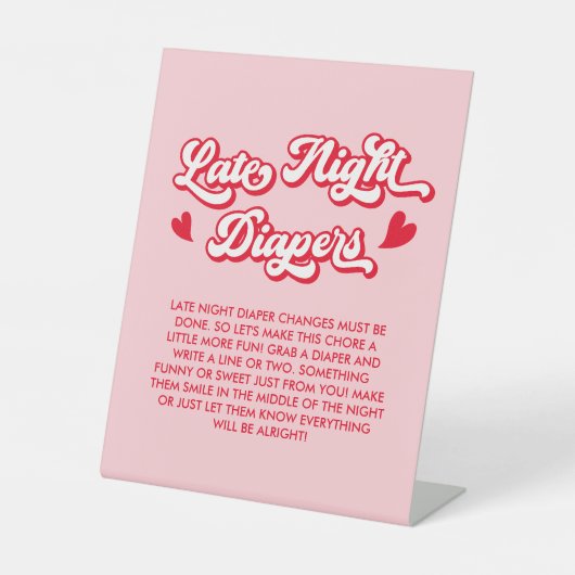 Valentine Baby Shower Late Night Diapers Game Sockelschild (Vorderseite)