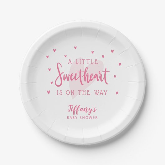 Valentine Baby Shower | Little Sweetheart Pappteller (Vorderseite)