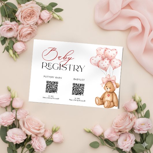 Valentine Baby Shower Registry Card Begleitkarte