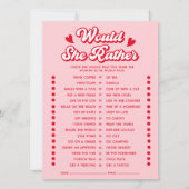 Valentine Baby Shower Would She Rather Game Card Einladung (Vorderseite)