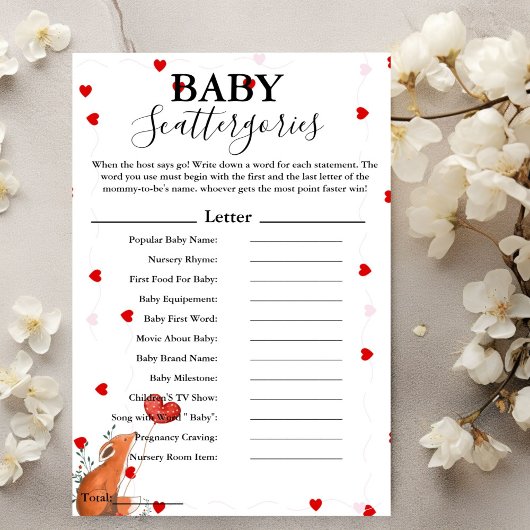Valentine Baby Streuware Baby Duschgame Card Einladung