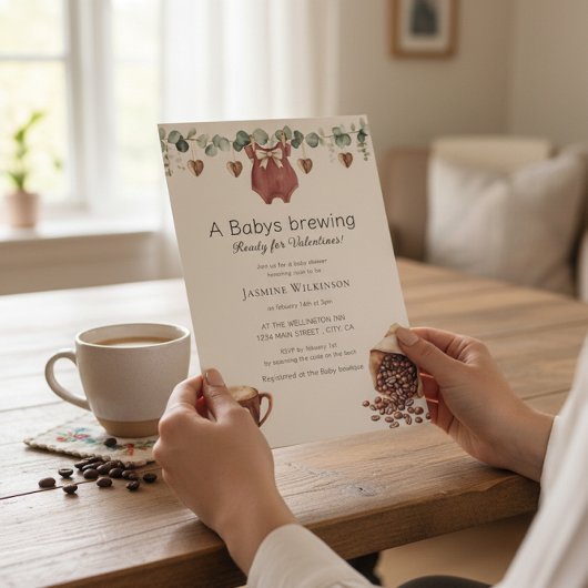 Valentine "Babys Brauerei" Kaffee-Themen-Einladung Einladung