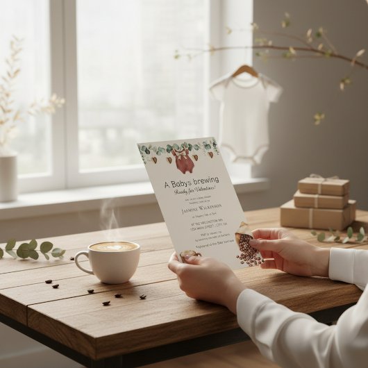 Valentine "Babys Brewing" Coffee Themed Invite Einladung
