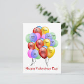 Valentine Balloons Postkarte (Stehend Vorderseite)