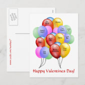 Valentine Balloons Postkarte (Vorne/Hinten)