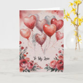 Valentine Balloons und Blume Karte (Gelbe Blume)