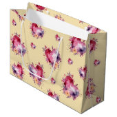 Valentine Banana Mania Splash of Hearts Pattern Große Geschenktüte (Vorderseite Schrägansicht)