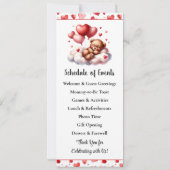 Valentine-Bär-Baby-Shower-Menü und Programm (Rückseite)