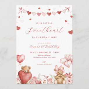 Valentine-Bärchen Little Sweetheart Geburtstagsein Einladung