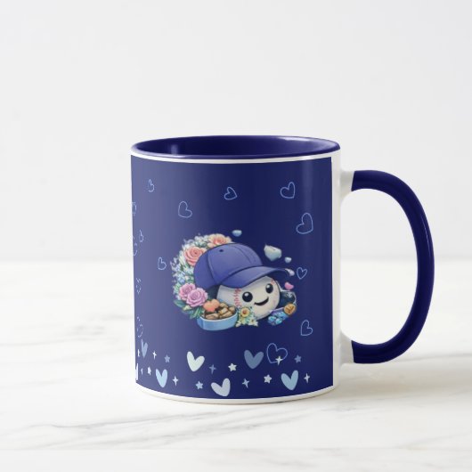 Valentine Baseball Blaue Farbe Cute Tasse (Rechts)