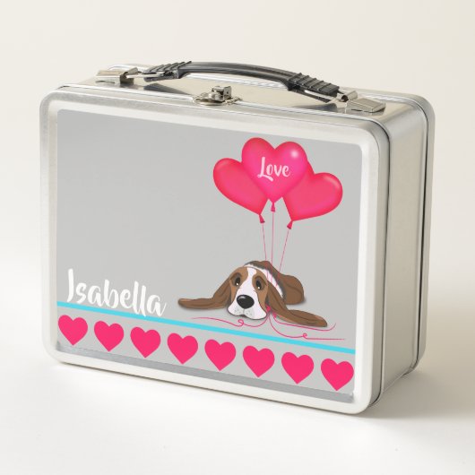 Valentine Basset Hound Metall Brotdose (Vorderseite)