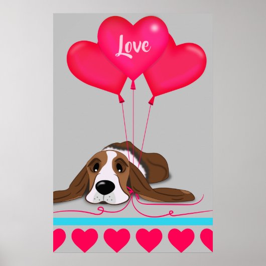 Valentine Basset Hound Poster (Vorne)