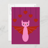 Valentine Bat Feiertagspostkarte (Vorne/Hinten)