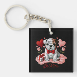 Valentine Be Mine English Bulldog Acrylic Schlüsse Schlüsselanhänger