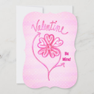 Valentine Be Mine Pink Hearts Blume Art Feiertagskarte