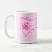 Valentine Be Mine Pink Hearts Blume Art Kaffeetasse (Links)