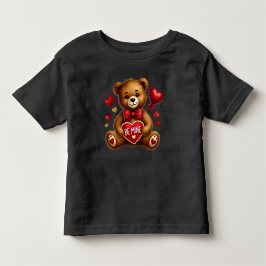 Valentine Be Mine Teddy Bear Red Kleinkind T-shirt (Vorderseite)