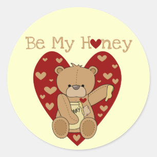 Valentine Be My Honey T - Shirt und Geschenke Runder Aufkleber